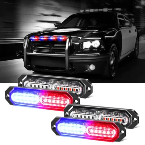 (4psc/set) 12led Emergency Surface Mount Grill Strobe Light For Trucks Vehicles Atv Rv Cars Van