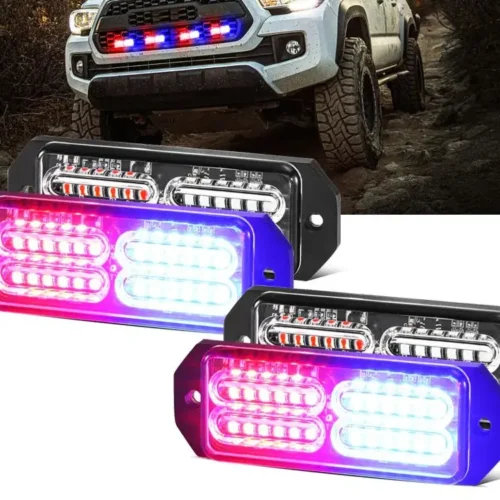 (4psc/set) 24led Emergency Surface Mount Grill Strobe Light For Trucks Vehicles Atv Rv Cars Van