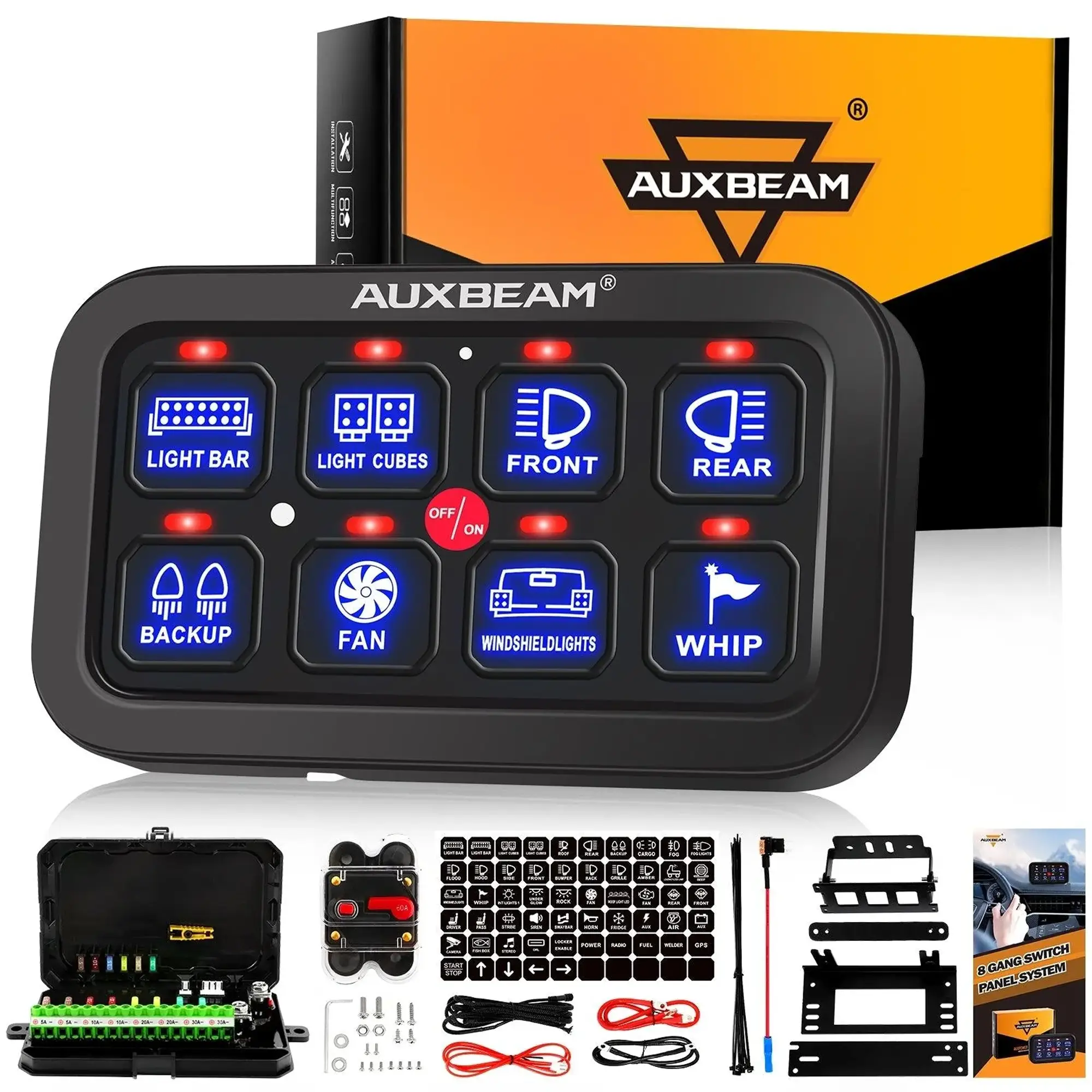 Single Series 6/8 Gang LED Switch Panel,Off Road Light Controller