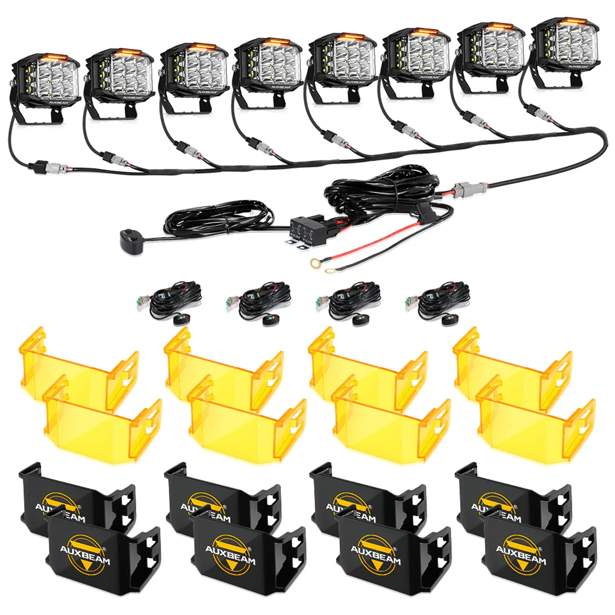 V-MAX Series | 5 Inch 168W 16440LM Spot Beam Side Shooter LED Square Pod Lights with Amber DRL - Image 4