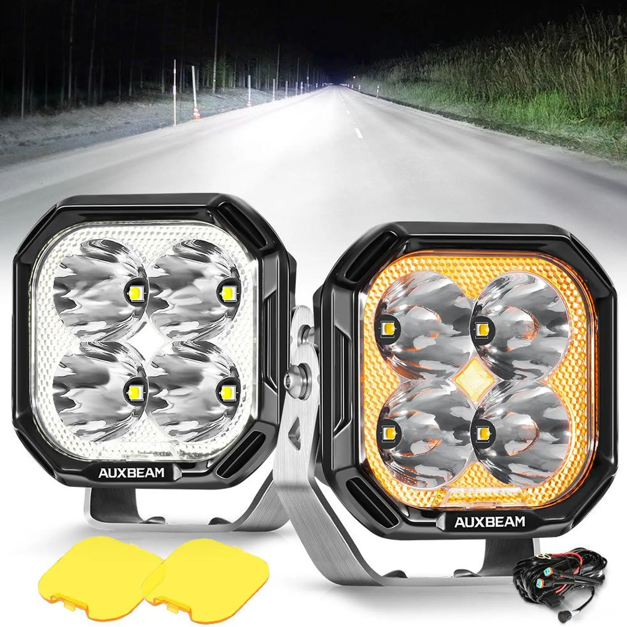 Color Play Series 3 Inch 100W Spot LED Pod Lights Off Road Lights with White DRL & Amber Turn Signal Lights - Image 4