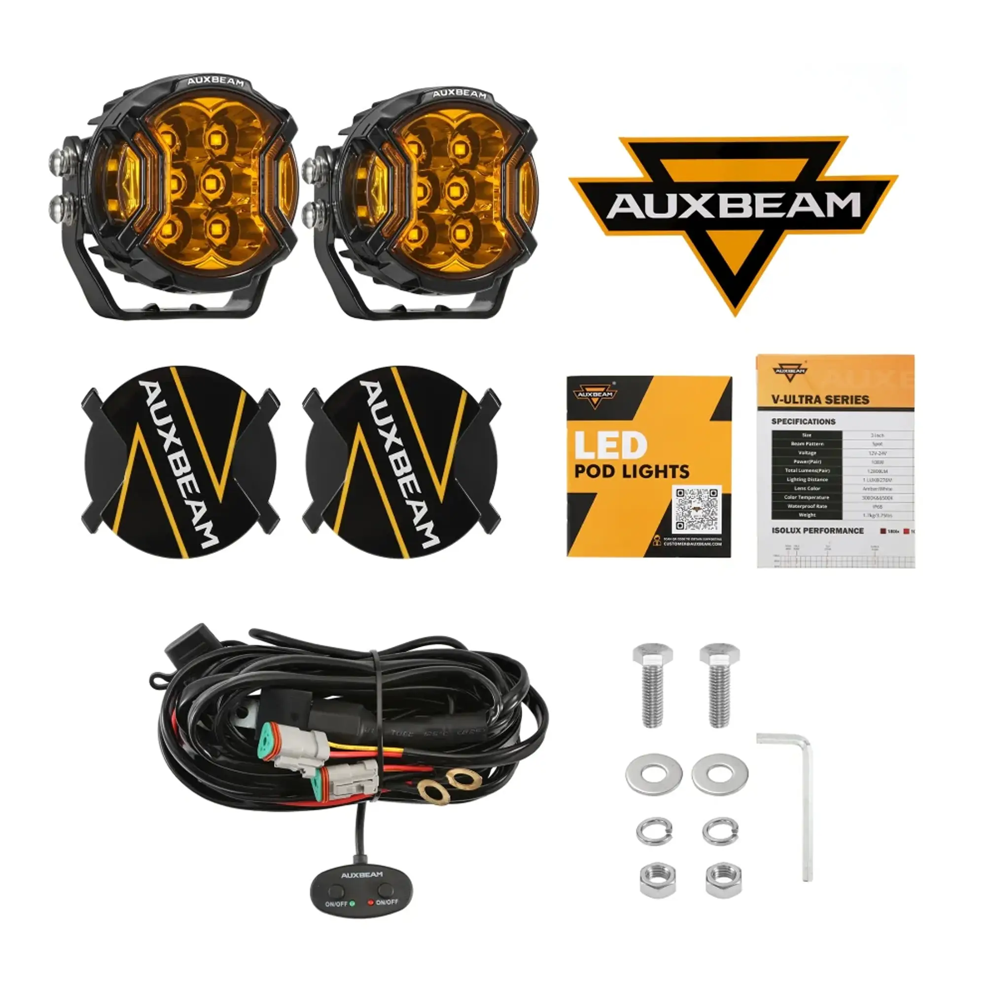 V-ULTRA Series | 3 Inch 108W LED Side Shooter Amber Pod Lights with Amber DRL - Image 4