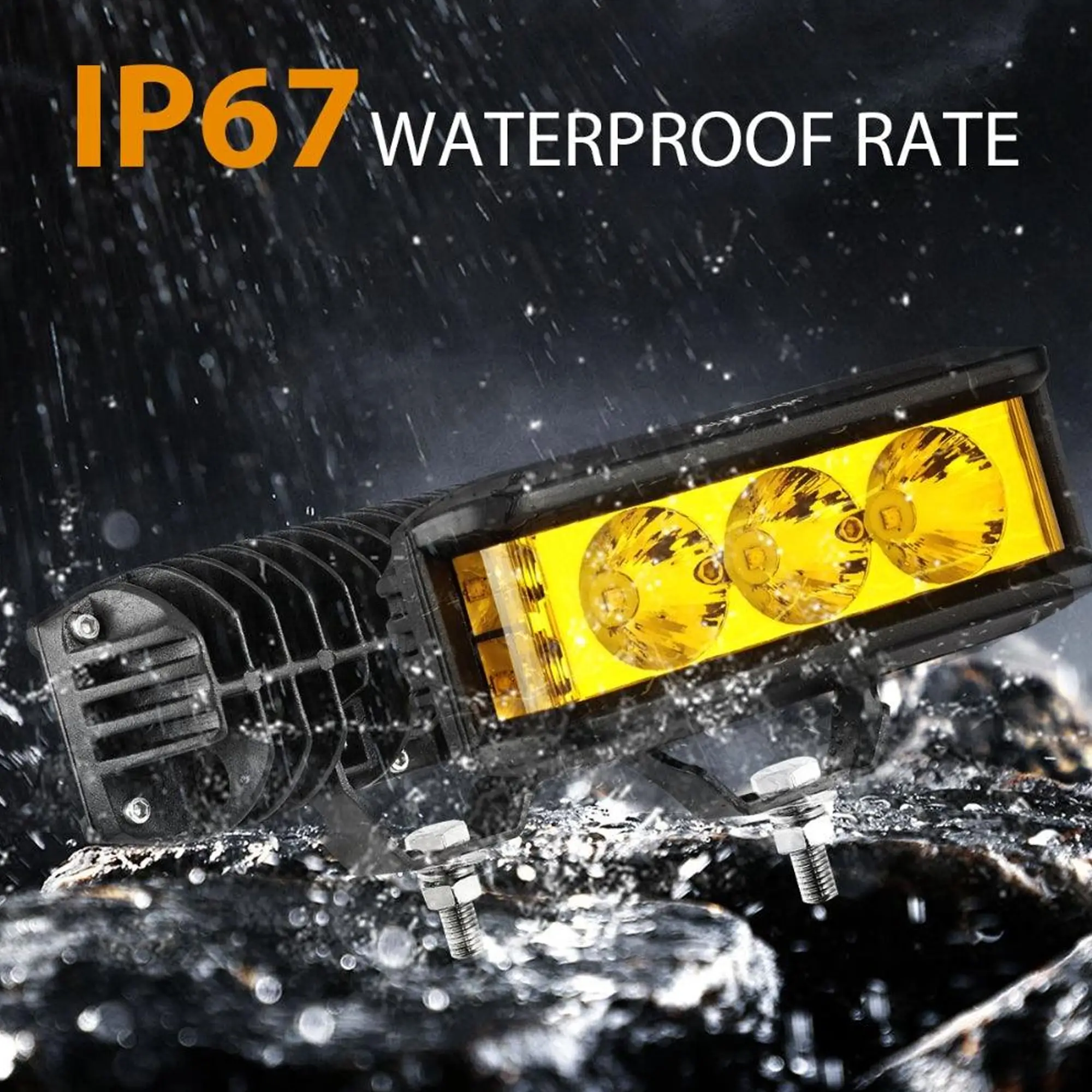 5 INCH LED LIGHT BAR SQUARE SIDE SHOOTER LED POD LIGHTS WHITE/YELLOW WITH WIRING HARNESS FOR SUV ATV UTV TRUCKS PICKUP BOAT - Image 3